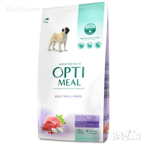 Пълноценна Храна за Кучета от Дребни Породи в Зряла възраст - с Патешко - 1.5кг/4кг/12кг - OPTIMEAL