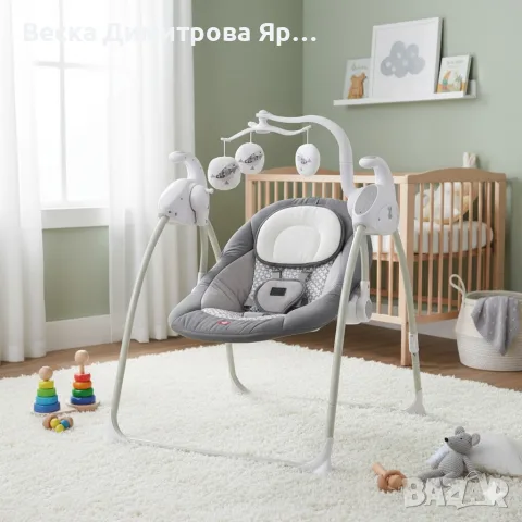 Електрическа люлка за бебе Zizito Hana - цвят мента, снимка 2 - Детски люлки - 55996752