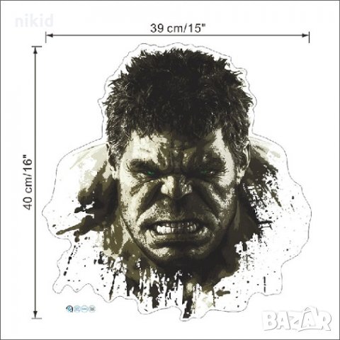 3d глава Хълк Hulk стикер за стена лепенка самозалепващ за детска стая и мебел, снимка 2 - Други - 31540208