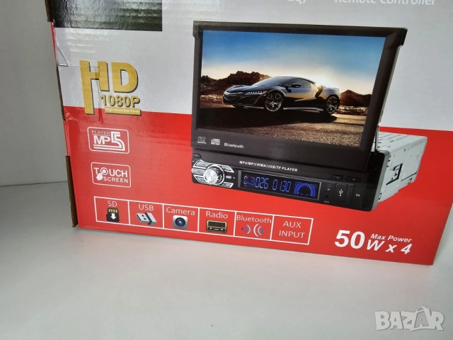 7" автомобилен мултимедиен плейър, MP5, 1DIN, 1080P, сензорен екран, Bluetooth