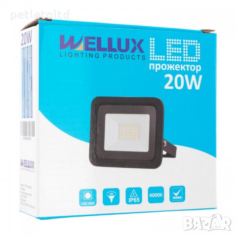 LED Прожектор 20W WELLUX SLIM 1600Lm, 4000К, снимка 3 - Прожектори - 22927692