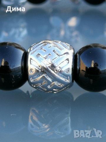 Дамска Гривна от 10 мм Натурален Черен Турмалин и Неръждаема Стомана, Ръчна изработка Стреч, снимка 10 - Гривни - 30906199