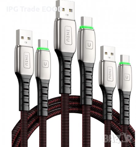 3.1A QC USB Type C кабел 0.5 , 1 и 2 метра с подсветка бързо зареждане