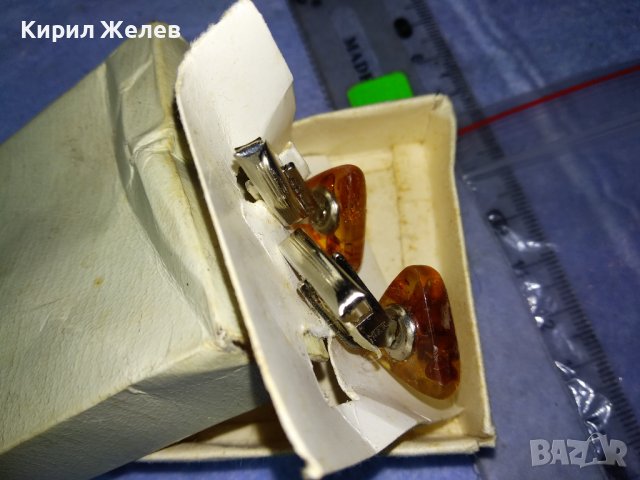 СТАРИ РУСКИ КЕХЛИБАРЕНИ РЕТРО БУТОНЕЛИ за РЪКАВЕЛИ с НАТУРАЛЕН БАЛТИЙСКИ КЕХЛИБАР и КУТИЙКА 34625, снимка 6 - Антикварни и старинни предмети - 40690183