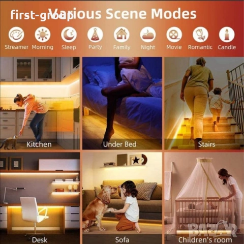 Лед лента с интилигентен сензор за движение 1м / 2м / 3м, снимка 6 - Лед осветление - 53047419