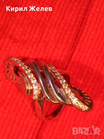 ЕЛЕГАНТЕН МОДЕН ПОЗЛАТЕН СРЕБЪРЕН ПРЪСТЕН СРЕБРО 925 с ФАСЕТИРАНИ ЦИРКОНИ ДИЗАЙНЕРСКО АРТ БИЖУ 34368, снимка 4 - Пръстени - 39507400