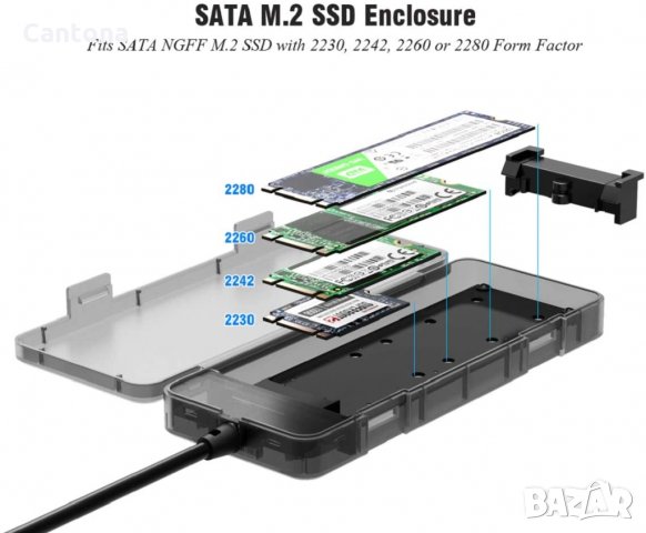 Външна кутия за M.2 SSD,USB C 3.1,10Gbps, снимка 3 - Други - 34213323