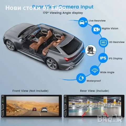 6,86-инч безжичен CarPlay Single Din  сенз екран Bluetooth Android Auto Mirror Link, снимка 3 - Аксесоари и консумативи - 49299486
