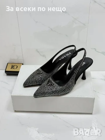 Prada Дамски Официални Обувки На Ток С Декоративни Камъни🔝Дамски Обувки С Ток И Кристали Код SEM-91, снимка 4 - Дамски обувки на ток - 55741293