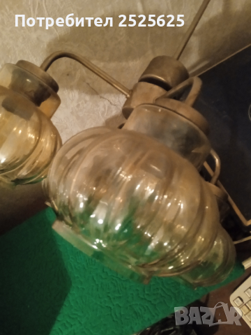 Полилеи -2броя, стъкла/плафони от стари лампи, снимка 4 - Лампи за таван - 39360431