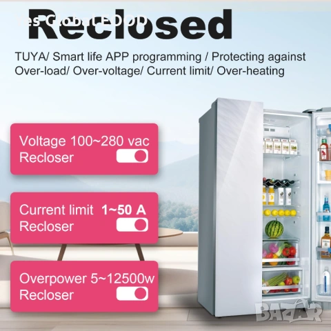 TONGOU ZigBee смарт прекъсвач DIN 1–50A с LCD и защита, снимка 4 - Друга електроника - 53371166