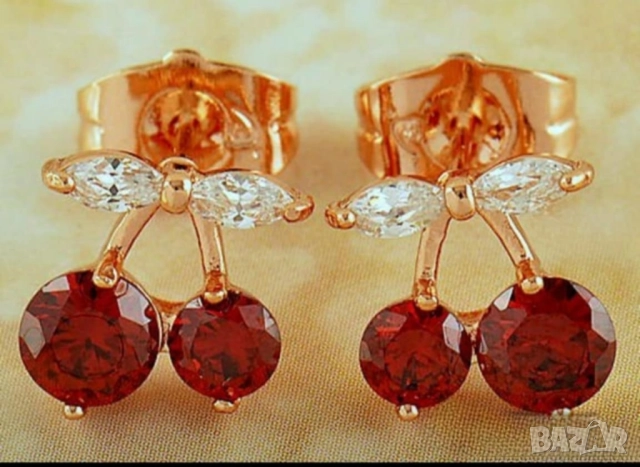 Обеци "черешки" 9к попълнено злато 20 лв., снимка 3 - Обеци - 51775011