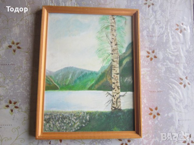 Стара картина масло върху фазер подписана , снимка 6 - Картини - 36917496