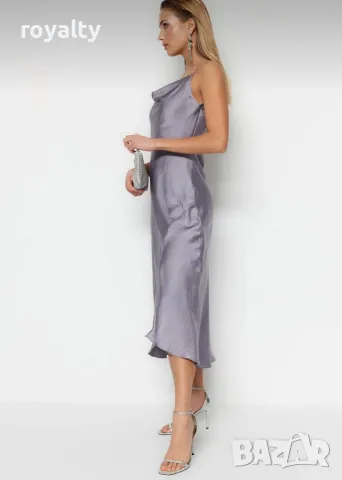 Сатенена стилна дамска рокля , снимка 4 - Рокли - 50273003