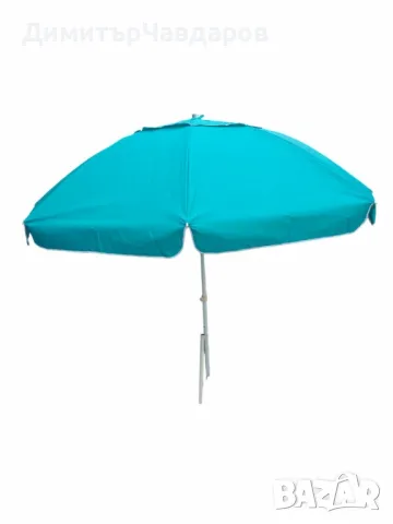 Кръгъл плажен чадър 2.40 м с чупещо се рамо, UV защита и прозорче за вятър, снимка 4 - Градински мебели, декорация  - 50026378