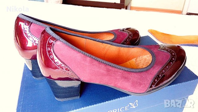 Caprice нови дамски кожени обувки, винено червени с ток, Немски №38,5