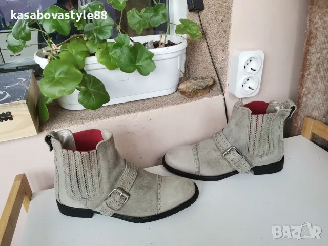 Дамски боти Естествен велур 37н., снимка 6 - Дамски боти - 56508109