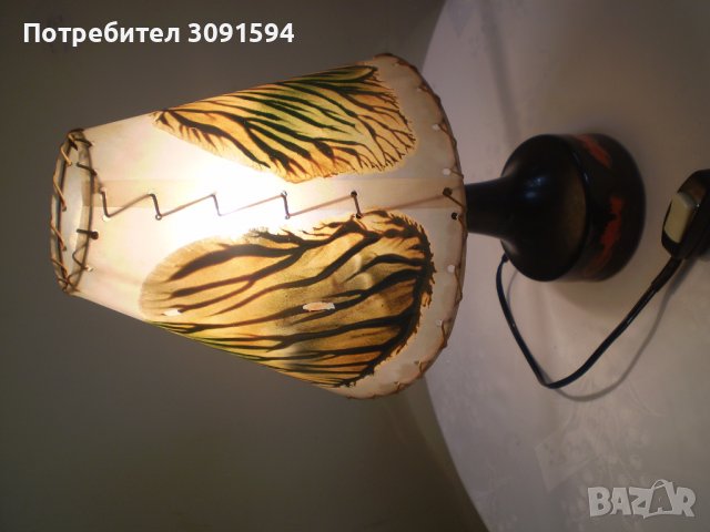 стара керамична лампа със рисуван абажур , снимка 5 - Антикварни и старинни предмети - 39776863