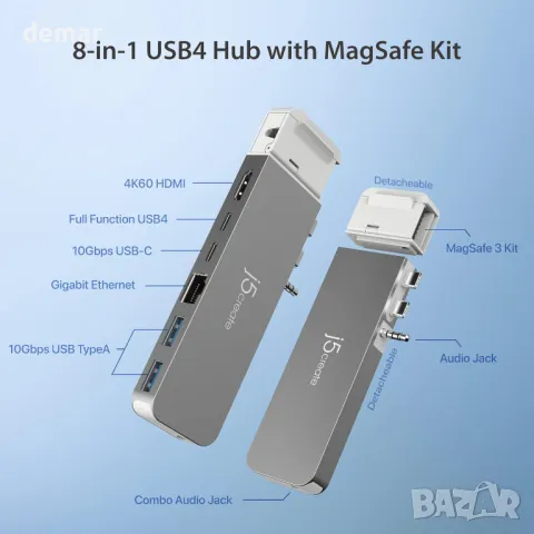 Хъб j5create 4K60 Elite Pro USB4,за MacBook 2021/2022 Pro/Air (JCD395), снимка 2 - Друга електроника - 48210272