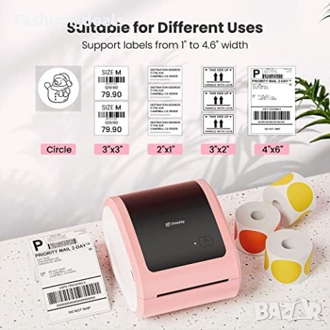 Нов Термален принтер за етикети в розов цвят с Bluetooth, снимка 3 - Друга електроника - 42777428