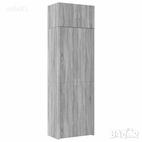 vidaXL Шкаф за съхранение, сив сонома, 70x42,5x225 см, инженерно дърво