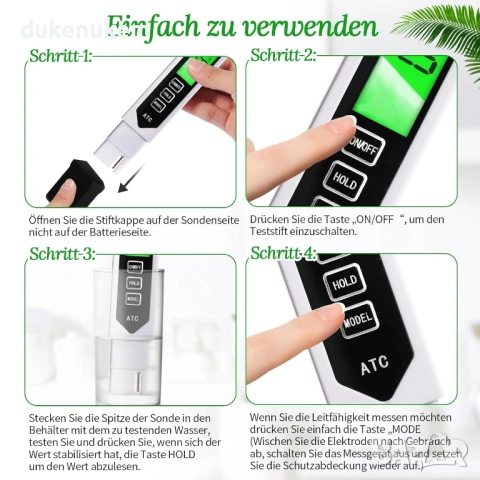 Дигитален тестер за качество на водата 3-в-1 с LCD дисплей – TDS/ EC/T, снимка 6 - Друга електроника - 53074342