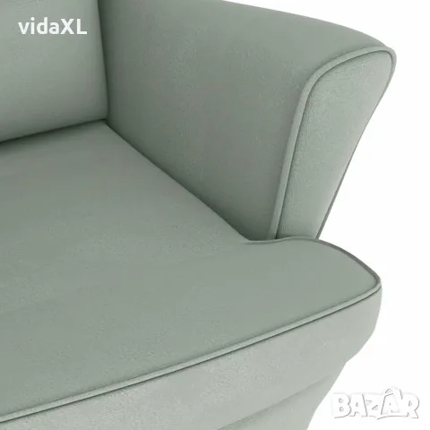 vidaXL Люлеещ се стол с облегалка, светлосив кадифе и масивно дърво, снимка 8 - Столове - 56146577