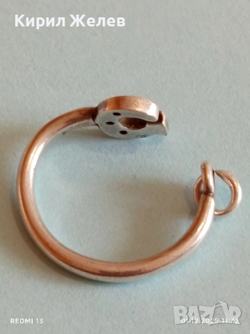 Сребърна обица тип халка с форма на подкова 52358, снимка 5 - Обеци - 52605552