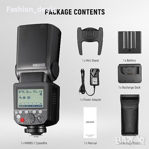 Нова Светкавица NEEWER GN60 2.4G Литиева Батерия за камера Canon Канон, снимка 7 - Чанти, стативи, аксесоари - 42890013