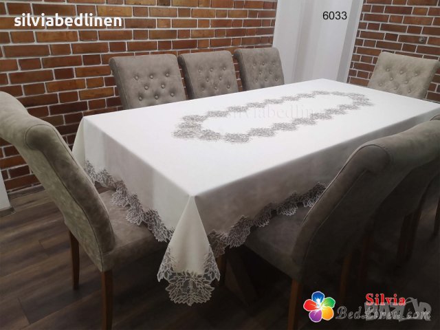 Покривки за голяма маса с дантела от лен,Тефлон, бяло,крем,бежово, снимка 7 - Покривки за маси - 42056456