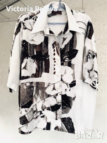 Разкошна ленена туника/риза/блуза SEMPRE PIU BY SHALOU, снимка 2 - Ризи - 42134759