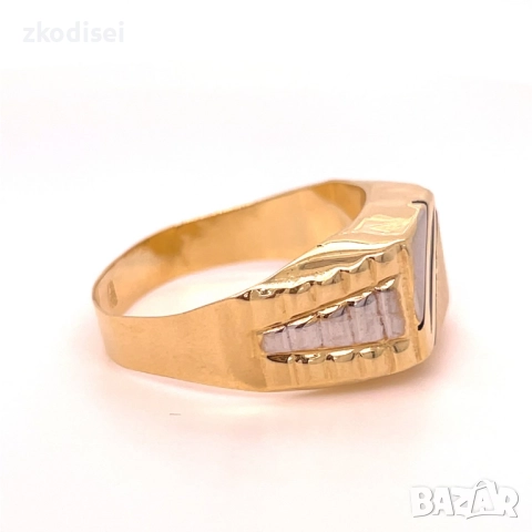 Златен мъжки пръстен 4,40гр. размер:67 14кр. проба:585 модел:34387-1, снимка 3 - Пръстени - 52636181