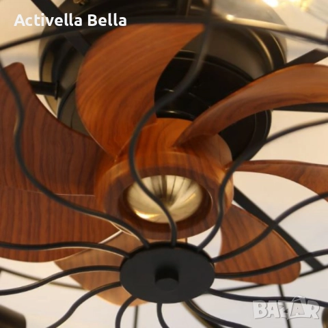 Вентилатор за таван с LED осветление, 50 см – индустриален стил, енергоспестяващ DC мотор, 6 ск, снимка 6 - Вентилатори - 52523914