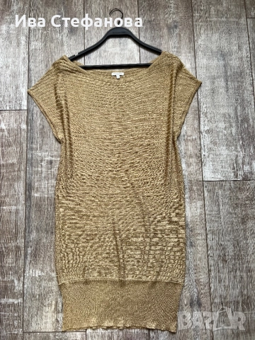 Нова дълга елегантана официална парти златиста туника Massimo Dutti