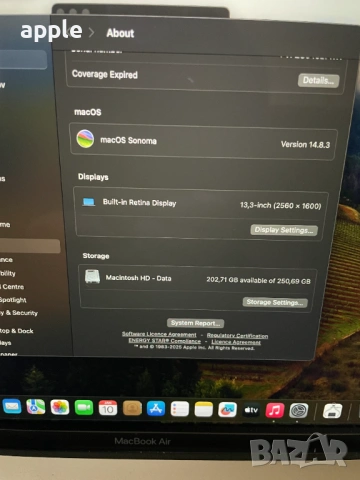 13" Core i5 MacBook Air А1932 (2019) Space Grey-Нова батерия, снимка 10 - Лаптопи за работа - 52047927