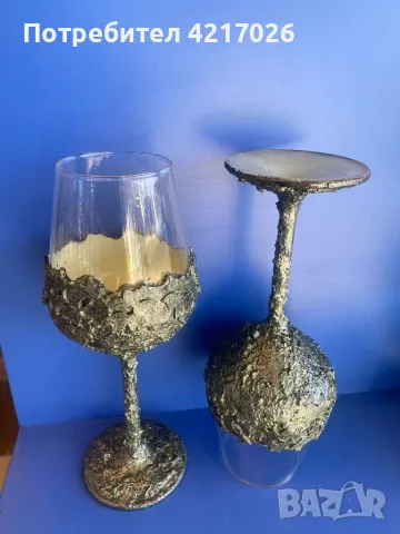Ръчно декорирани чаши за вино, снимка 4 - Чаши - 48317476