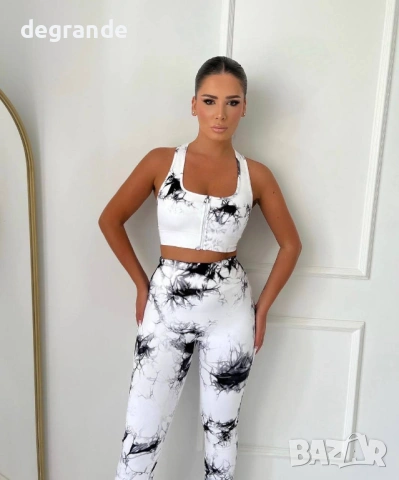 🩱Дамски Спортен Комплект СИВО ЧЕРНО БЯЛО РОЗОВО, снимка 2 - Спортни екипи - 53880831