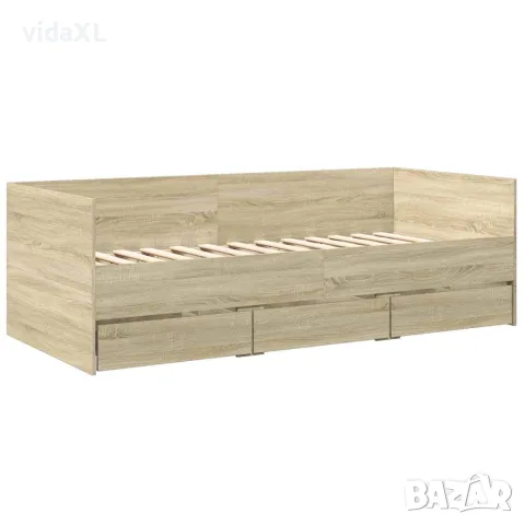 vidaXL Дневно легло с чекмеджета, без матрак, сонома дъб, 90x200 см, снимка 3 - Спални и легла - 56146817