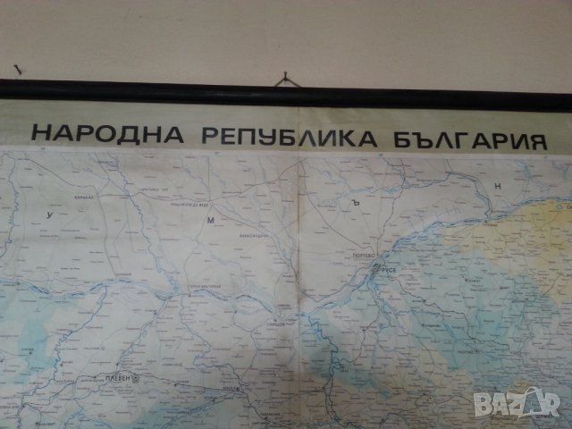 Голяма стенна карта на България : "Административна карта на НРБ" от 1981 г.размер 195х128 см.- рядка, снимка 2 - Други - 30912806
