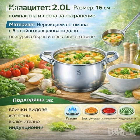 SwissGold Emmie Тенджера 2.0L с капак, SG-19032, снимка 2 - Съдове за готвене - 53071706