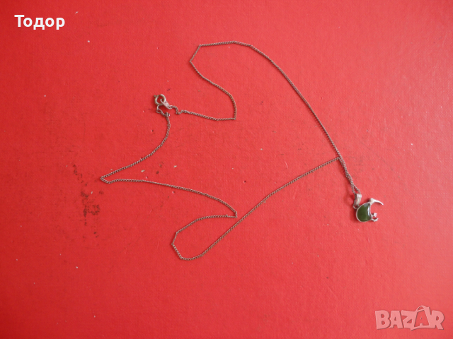 Сребърно колие птица с камъни 925, снимка 7 - Колиета, медальони, синджири - 44638131