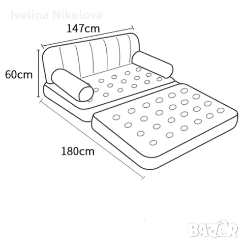 Двоен надуваем матрак с разтегателен диван за спане, снимка 3 - Матраци - 53283411