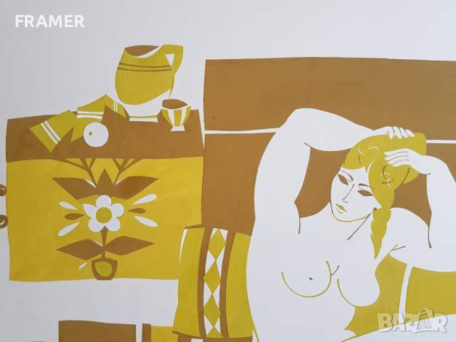 Евгений Босяцки Ранна 1969 г. Голяма Картина Темпера, снимка 6 - Картини - 44515104