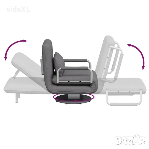 vidaXL Въртящ се разтегателен фотьойл, тъмносив, текстил, снимка 8 - Дивани и мека мебел - 56146391