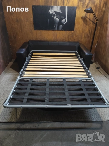 Дизайнерски кожен диван с функция сън, снимка 6 - Дивани и мека мебел - 53343464