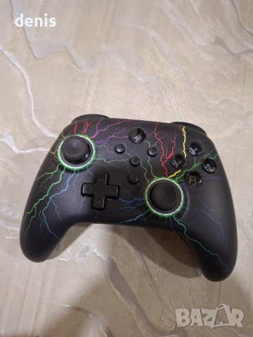 Безжичен контролер, съвместим със Switch Lite/OLED/PC, Bluetooth, RGB, LED 9 цвята, регулируемо турб, снимка 4 - Аксесоари - 52871255