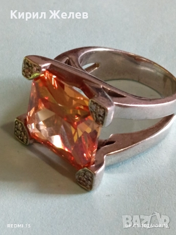 Екстравагантен сребърен пръстен тип Коктейлен пръстен с ЦИТРИН и инкрустирани кристали 51806, снимка 9 - Пръстени - 53002494
