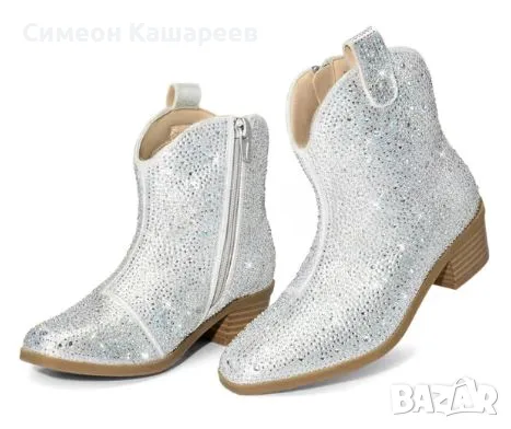 Момичешки боти с кристали DREAM PAIRS, Сребърни