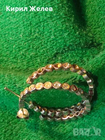 СТАРИ СТИЛНИ СКЪПОЦЕННИ СРЕБЪРНИ ОБЕЦИ СРЕБРО ВИСОКА ПРОБА с ИСКРЯЩИ ФАСЕТИРАНИ ЦИРКОНИ 48617, снимка 13 - Антикварни и старинни предмети - 49511073