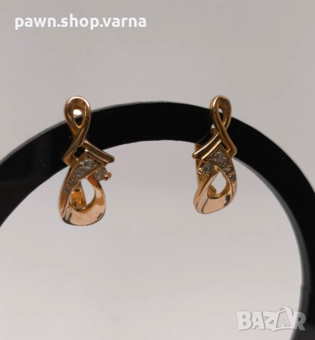 Елегантни златни обеци 585 с фианити – 5,30 г